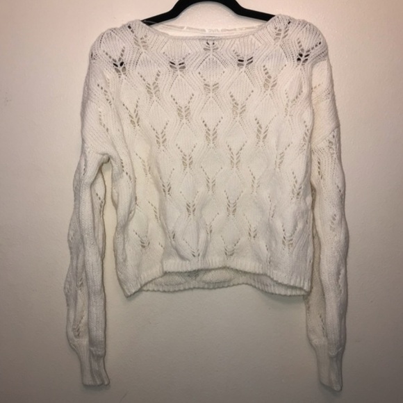 Wild Fable NWT Pointelle Knit Pullover Sweater in White Medium - Picture 2 of 3